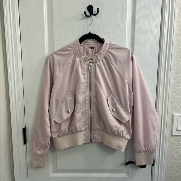 Free People Light Blush Pink Midnight Bomber Jacket - Picture 3 of 7